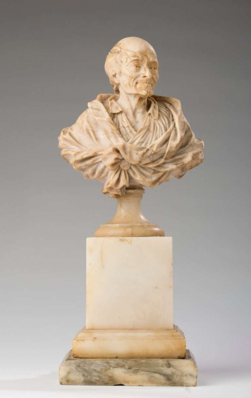 An Alabaster Bust of Voltaire by Antoine Rosset (French, 1749-1818)